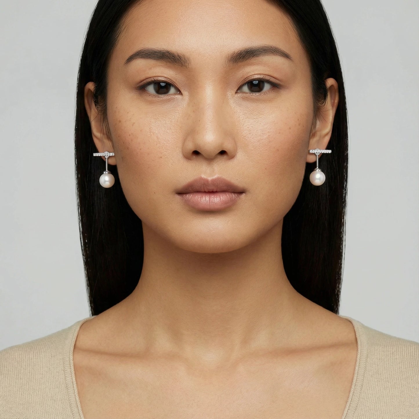 Pearl Line Ear Jackets Earrings